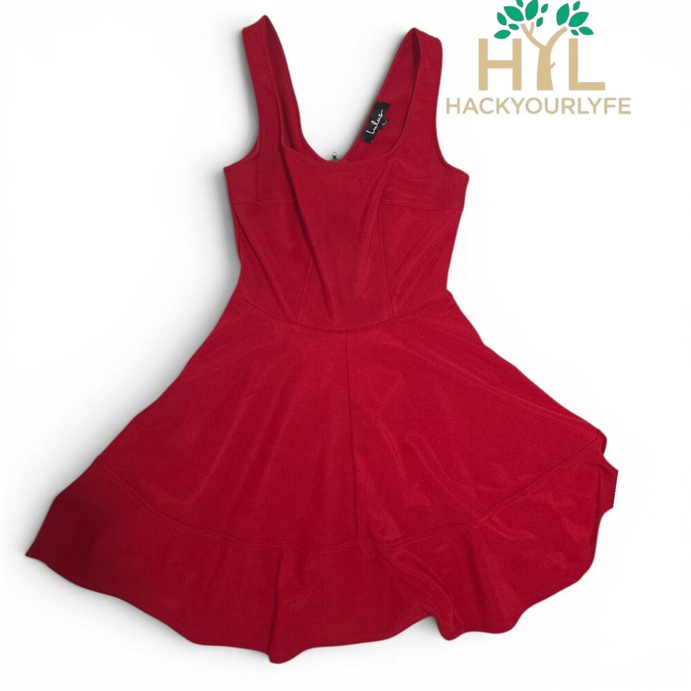 Lulus Red Fit Flare Sleeveless Short Dress Womens Small Used